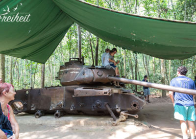 Von einer Mine zerstörter US-Panzer