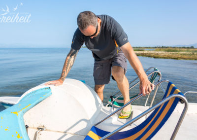 Tretbootfahren am Morgen